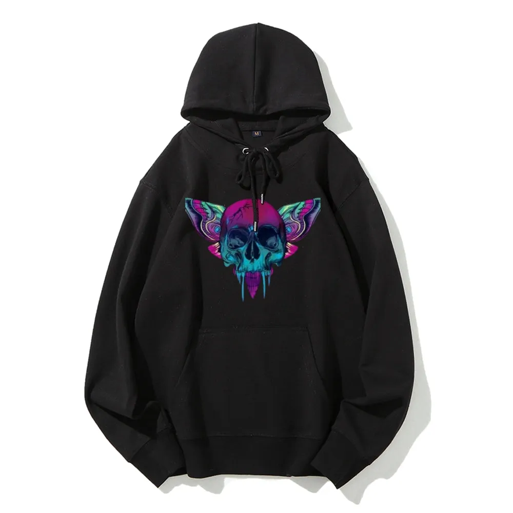 Mens A Skull with Butterflies Graphic Hoodies