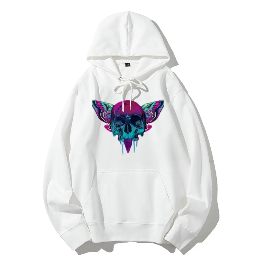 Mens A Skull with Butterflies Graphic Hoodies