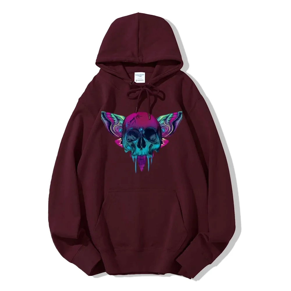 Mens A Skull with Butterflies Graphic Hoodies