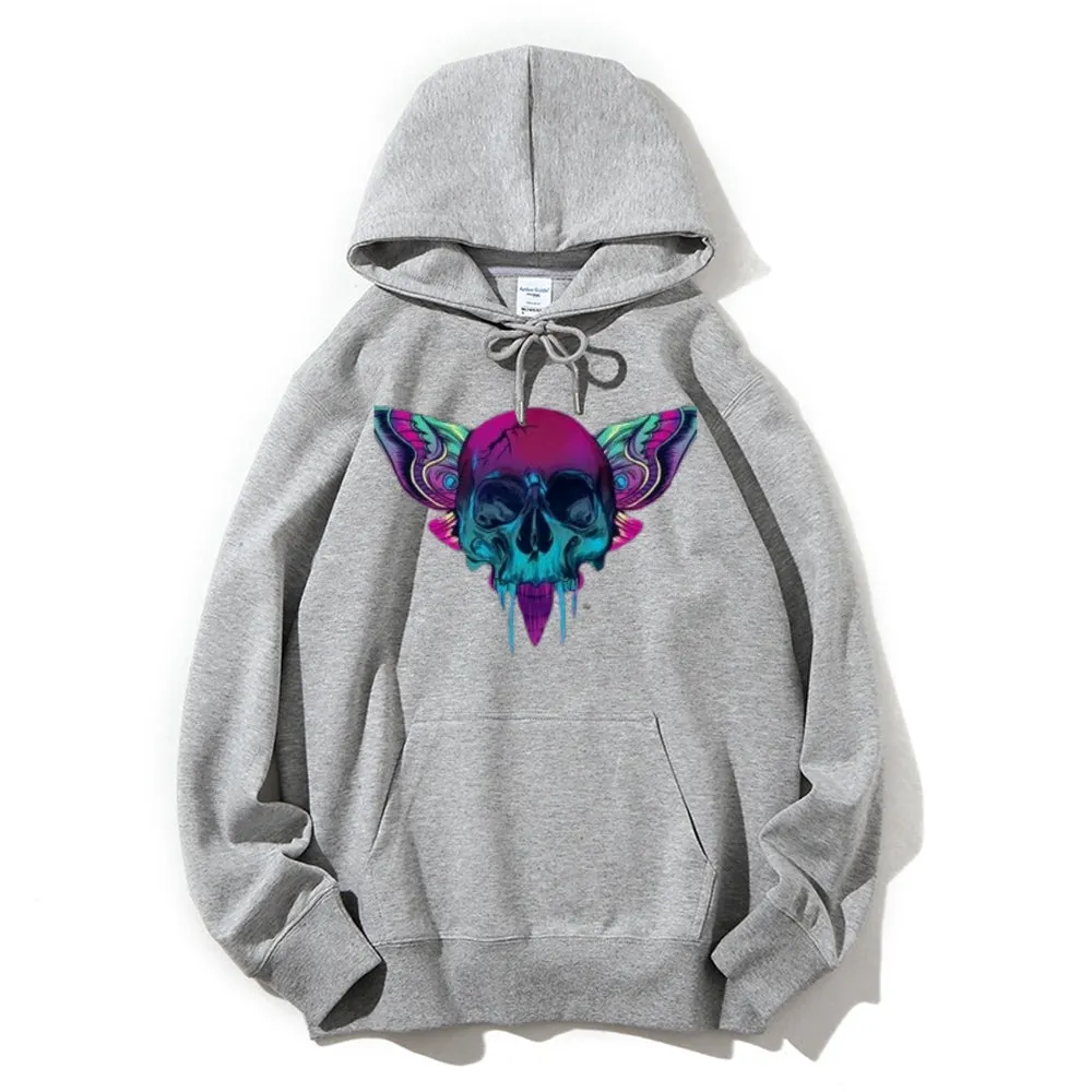 Mens A Skull with Butterflies Graphic Hoodies