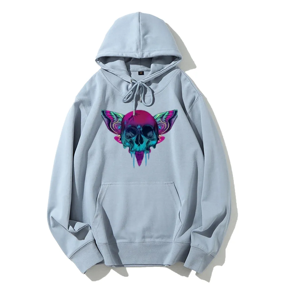 Mens A Skull with Butterflies Graphic Hoodies