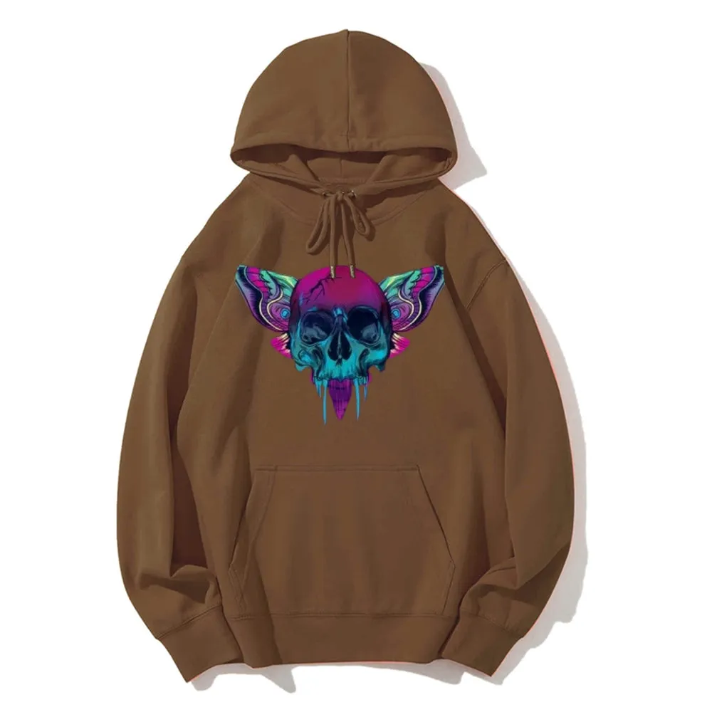 Mens A Skull with Butterflies Graphic Hoodies