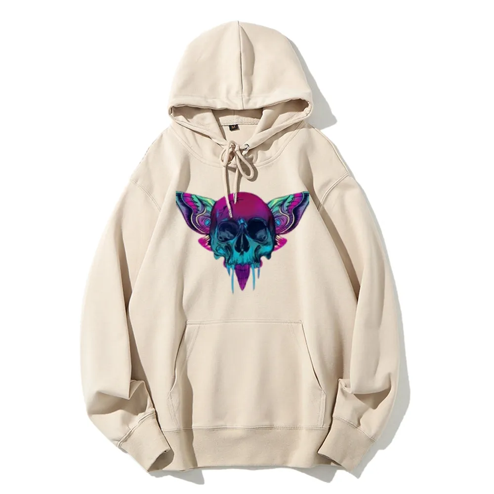 Mens A Skull with Butterflies Graphic Hoodies