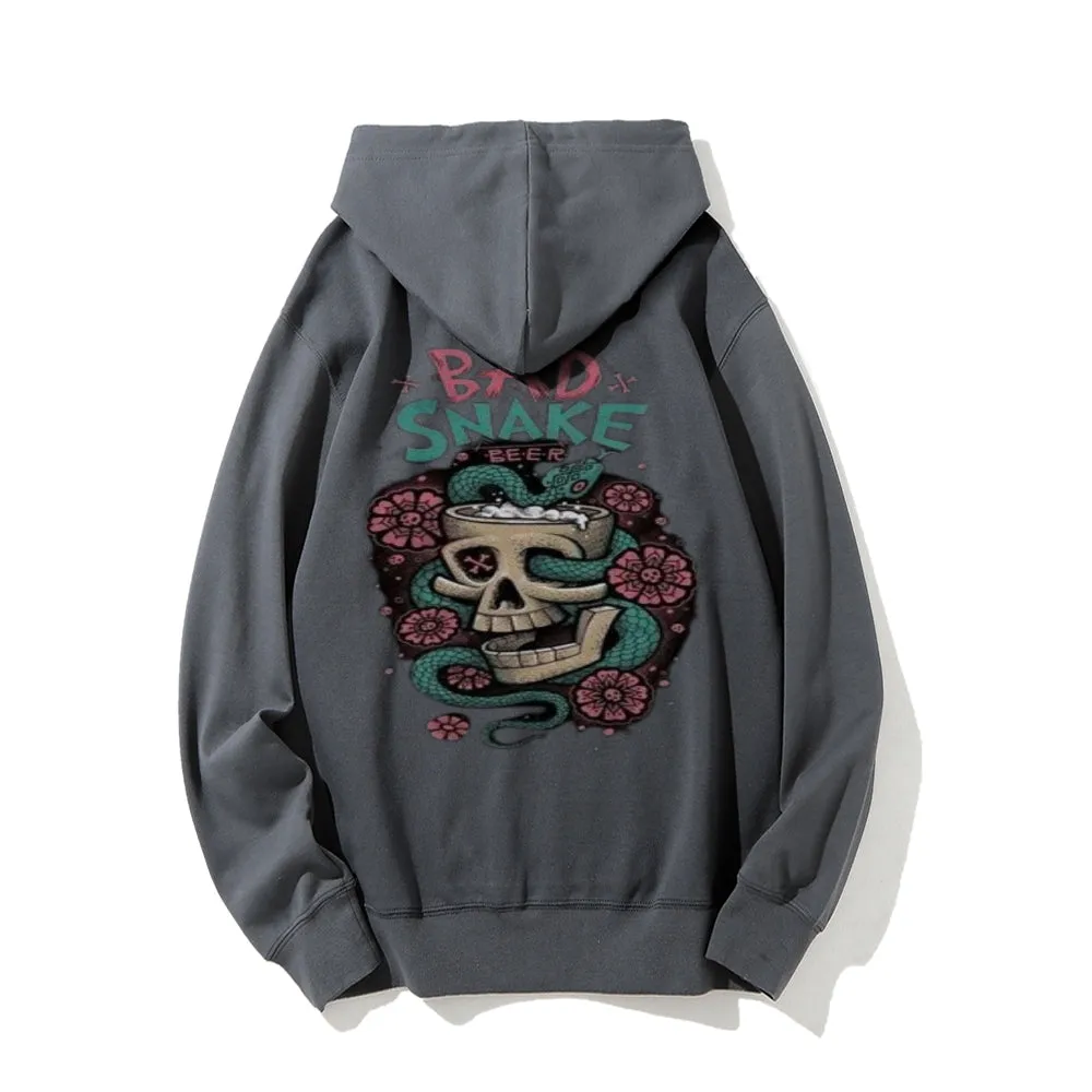 Mens BAD SNAKE Flower Graphic Hoodies