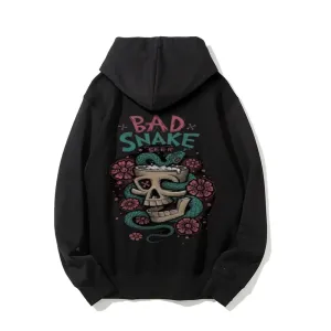 Mens BAD SNAKE Flower Graphic Hoodies