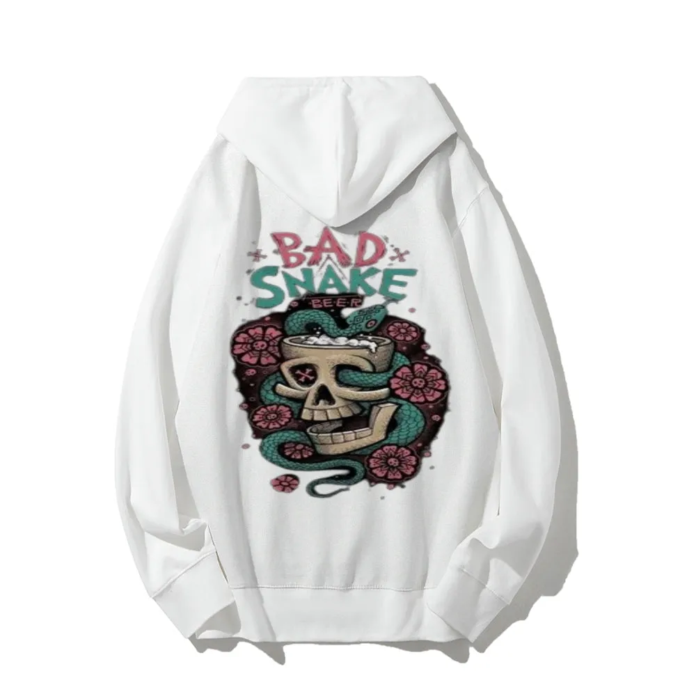 Mens BAD SNAKE Flower Graphic Hoodies