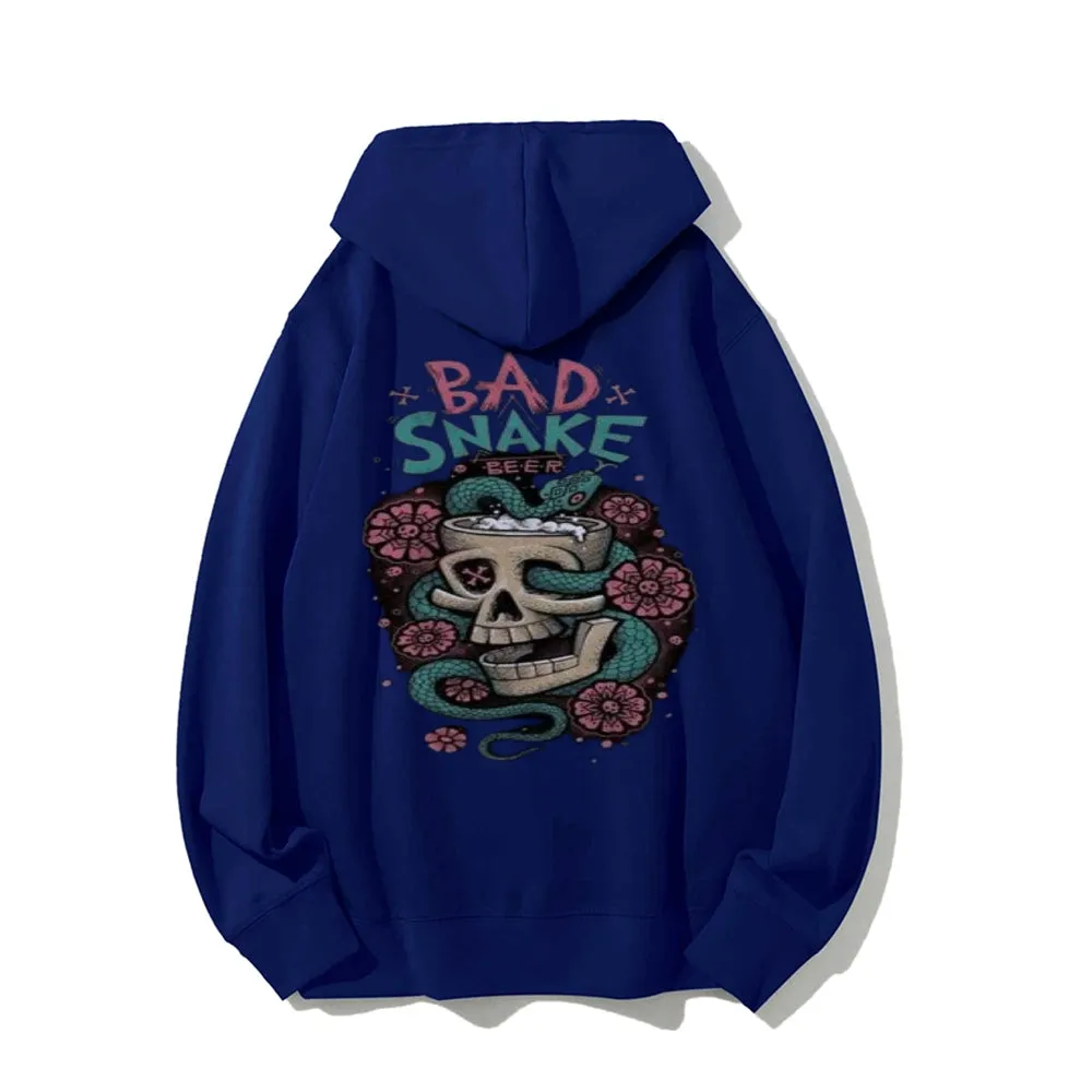 Mens BAD SNAKE Flower Graphic Hoodies