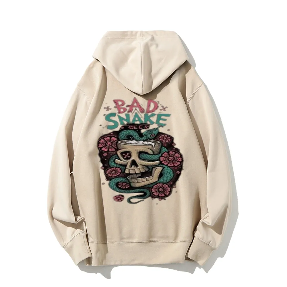 Mens BAD SNAKE Flower Graphic Hoodies