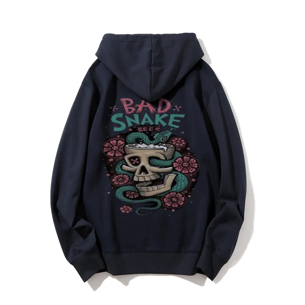 Mens BAD SNAKE Flower Graphic Hoodies