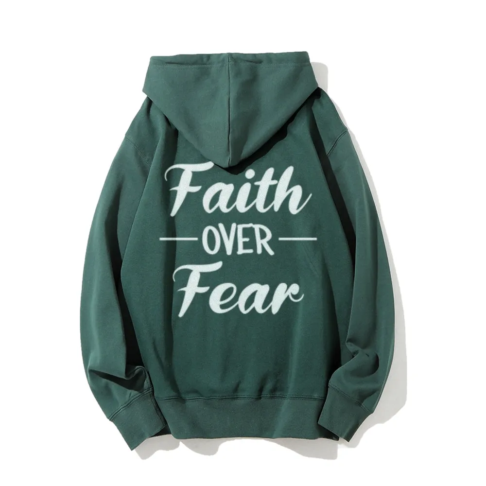 Mens Faith Over Fear Letter Graphic Pullover Hoodies