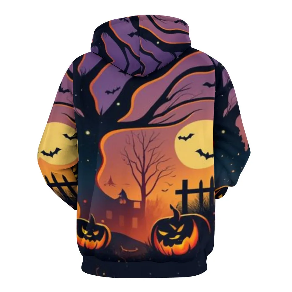 Mens Halloween Bat Night 3D Print Hoodies