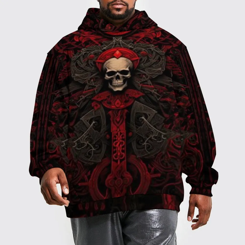 Mens Halloween Black Font Red Skull 3D Print Hoodies