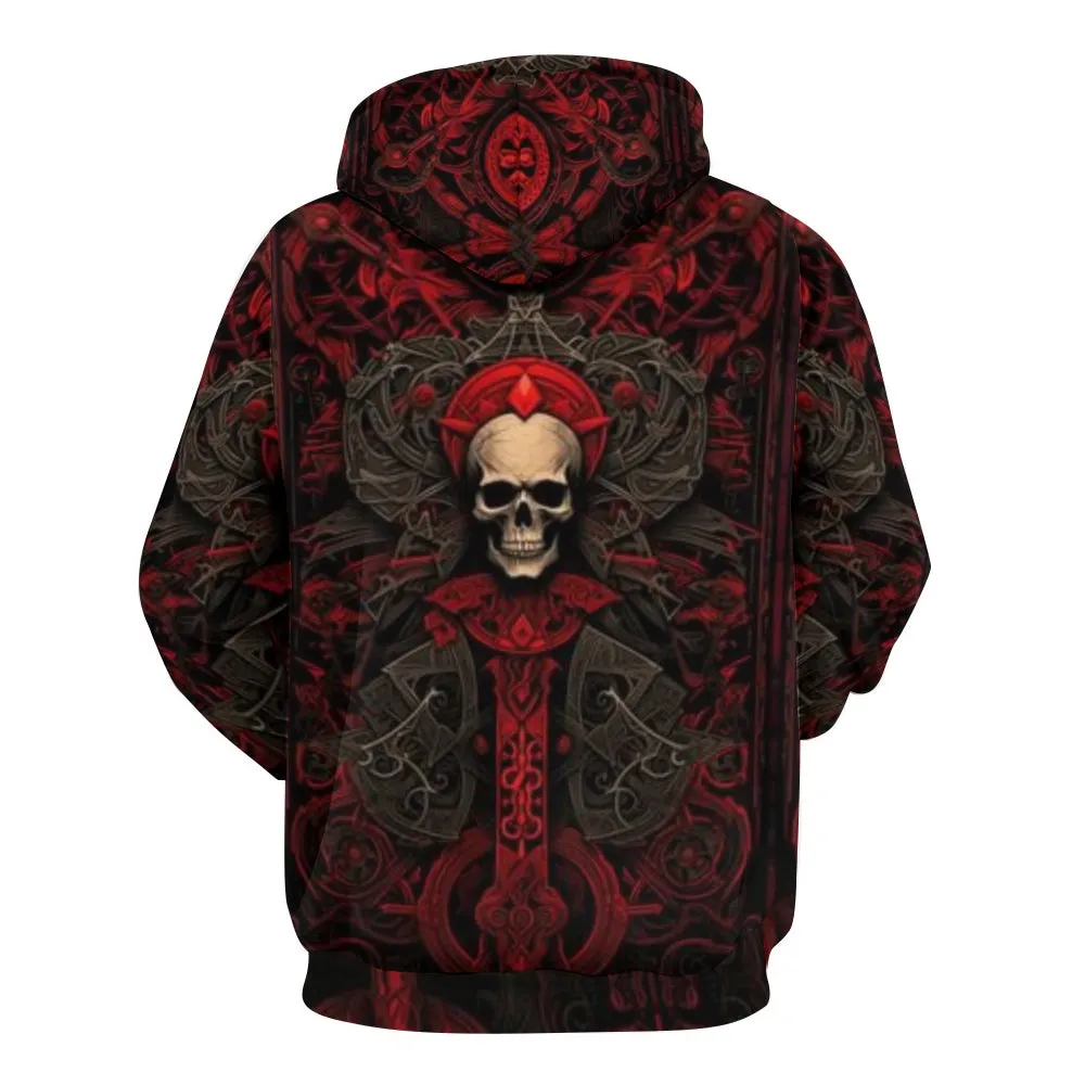 Mens Halloween Black Font Red Skull 3D Print Hoodies