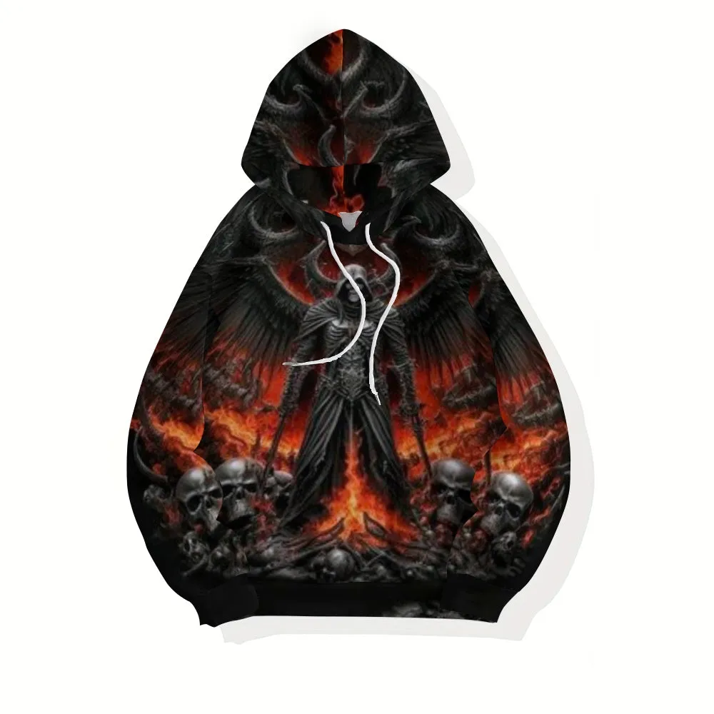 Mens Halloween Grim Reaper Death Skull 3D Print Hoodies