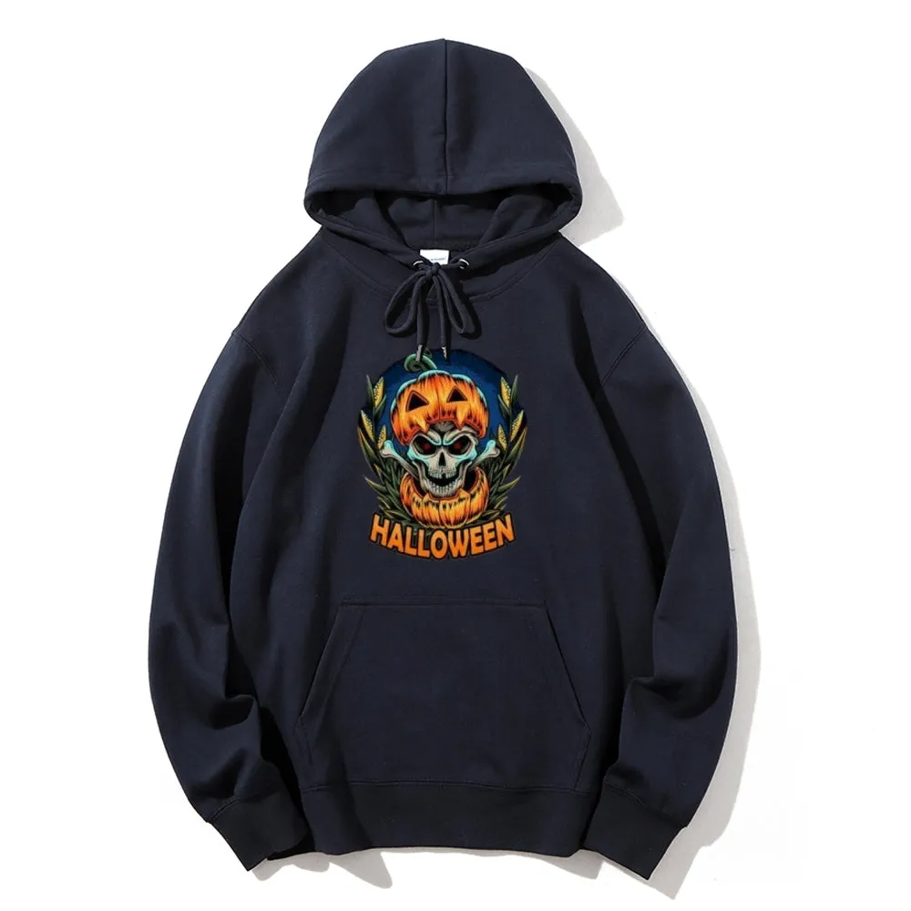 Mens Halloween Pumpkin Head Graphic Hoodies