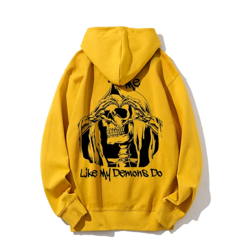 Mens LOVE ME Skull Graphic Hoodies