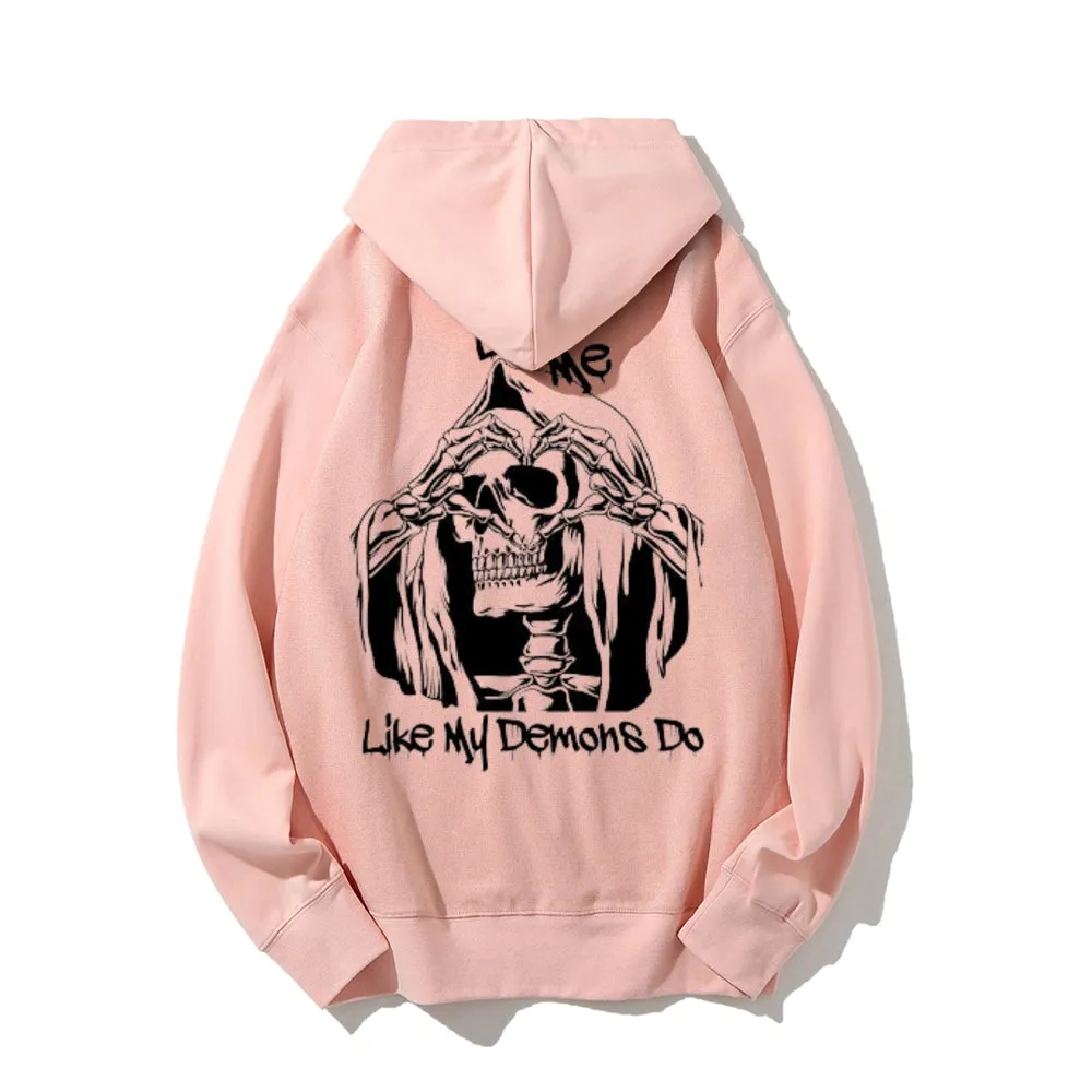 Mens LOVE ME Skull Graphic Hoodies