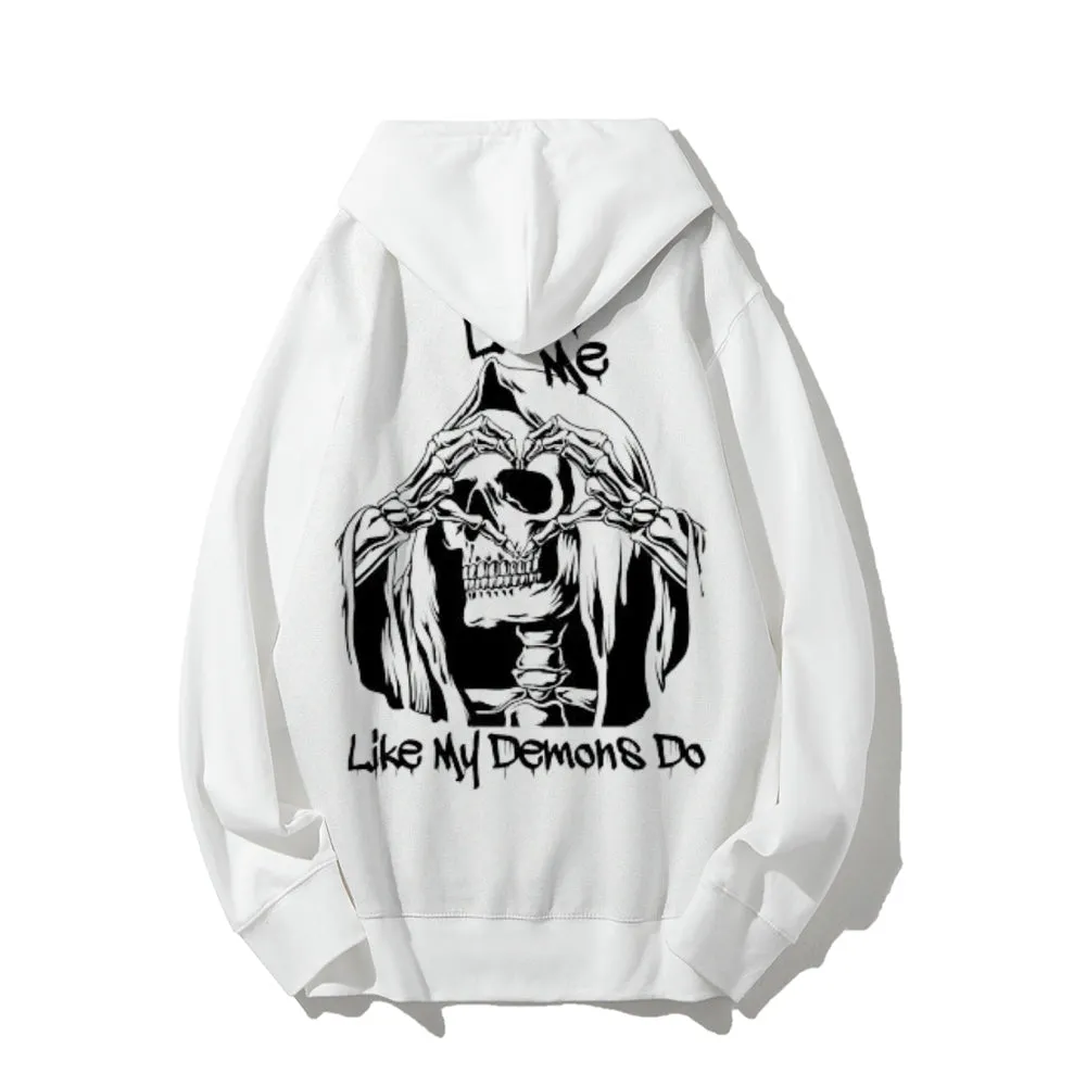 Mens LOVE ME Skull Graphic Hoodies