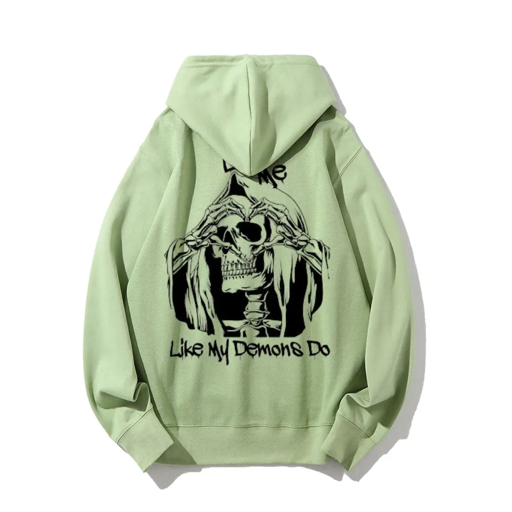 Mens LOVE ME Skull Graphic Hoodies