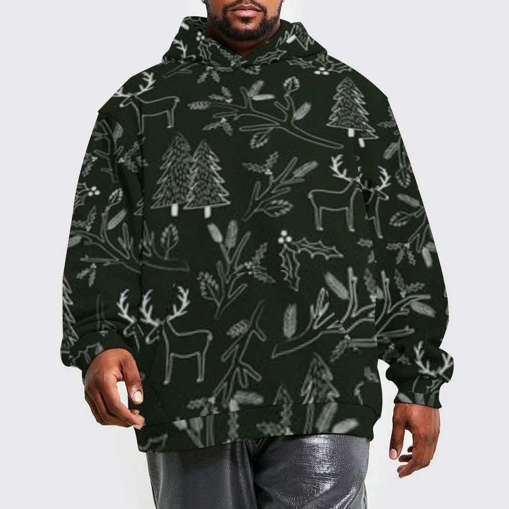 Mens Merry Christmas Graphic Pullover With Kangaroo Pocket Hoodies