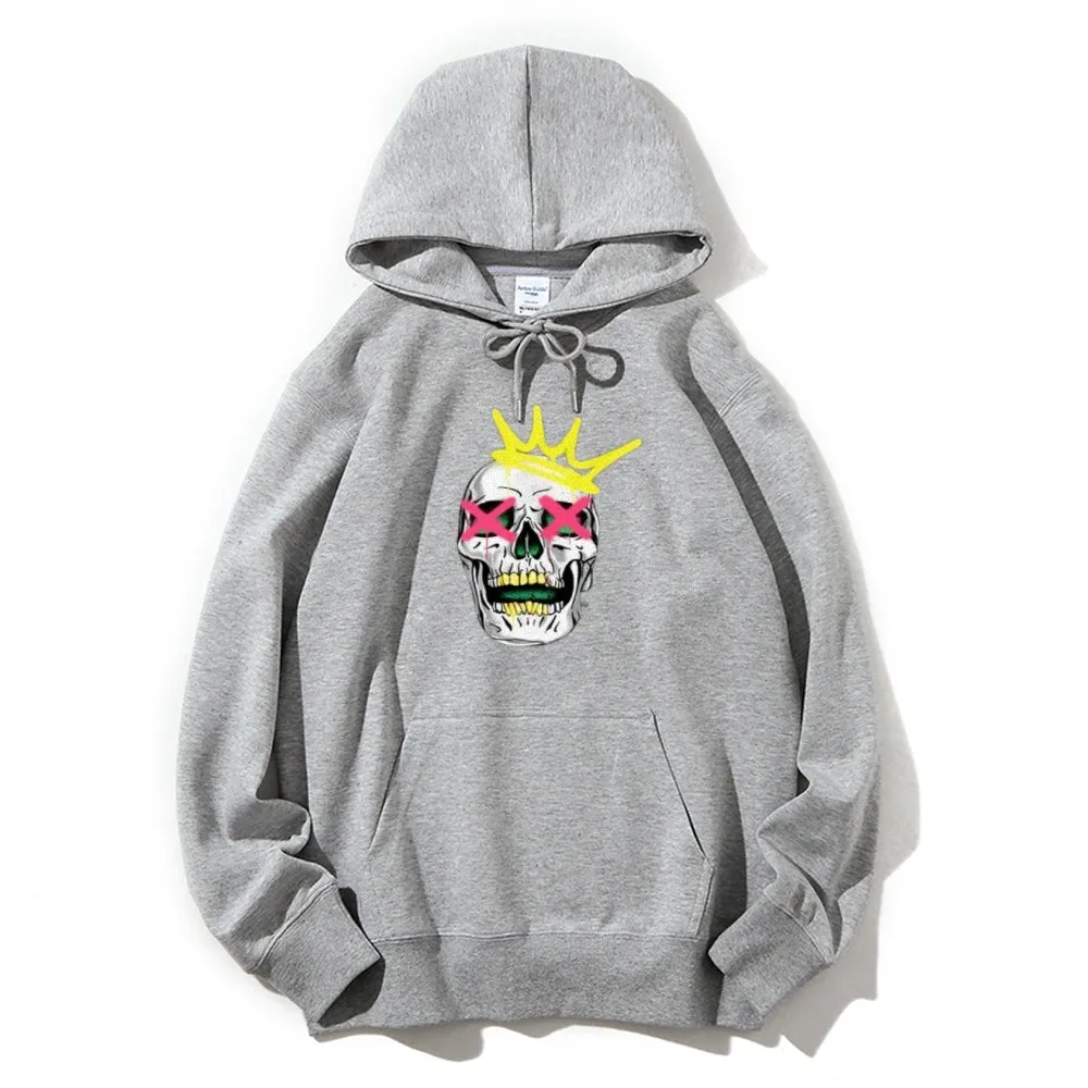 Mens Ruby Tooth King Skull Graphic Hoodies