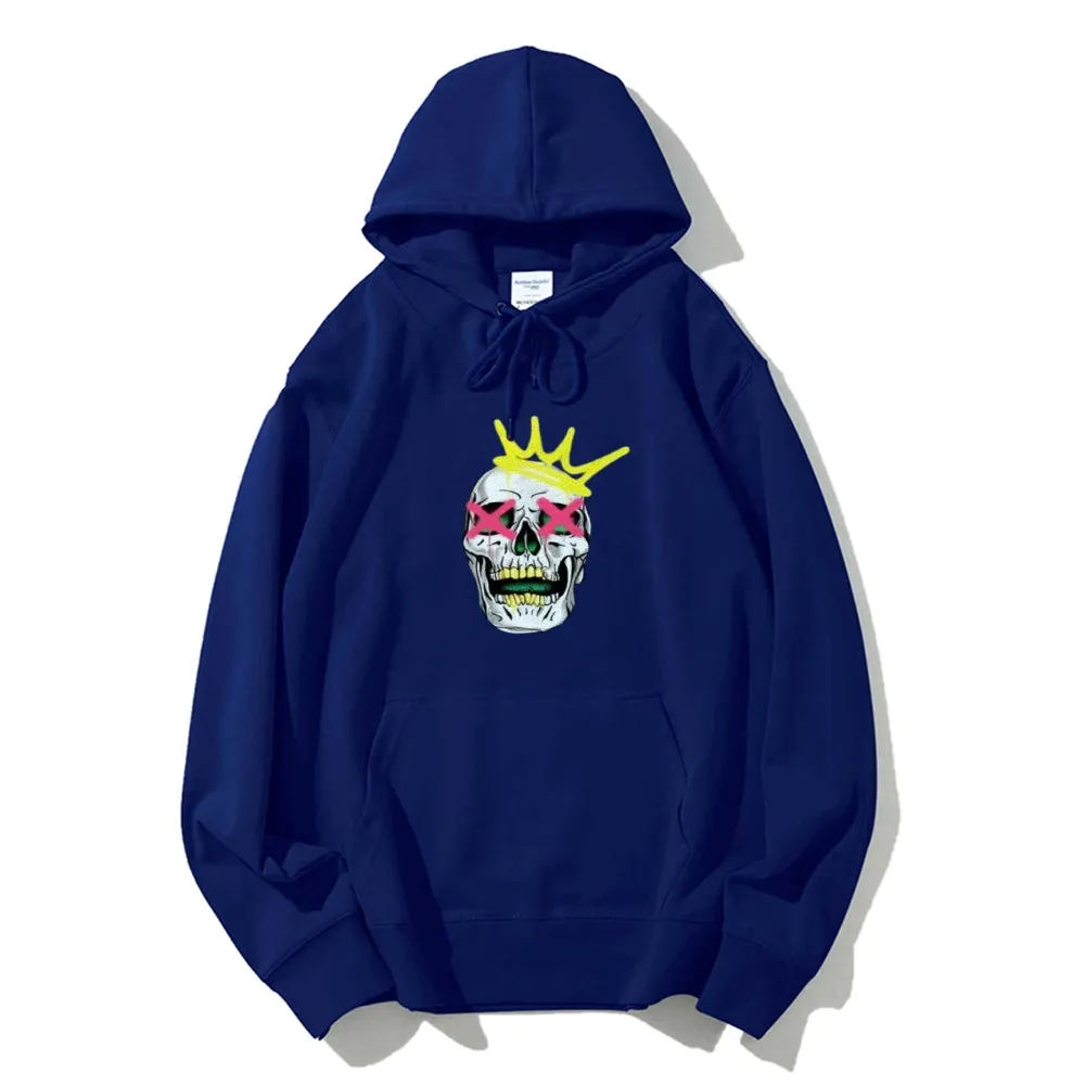 Mens Ruby Tooth King Skull Graphic Hoodies