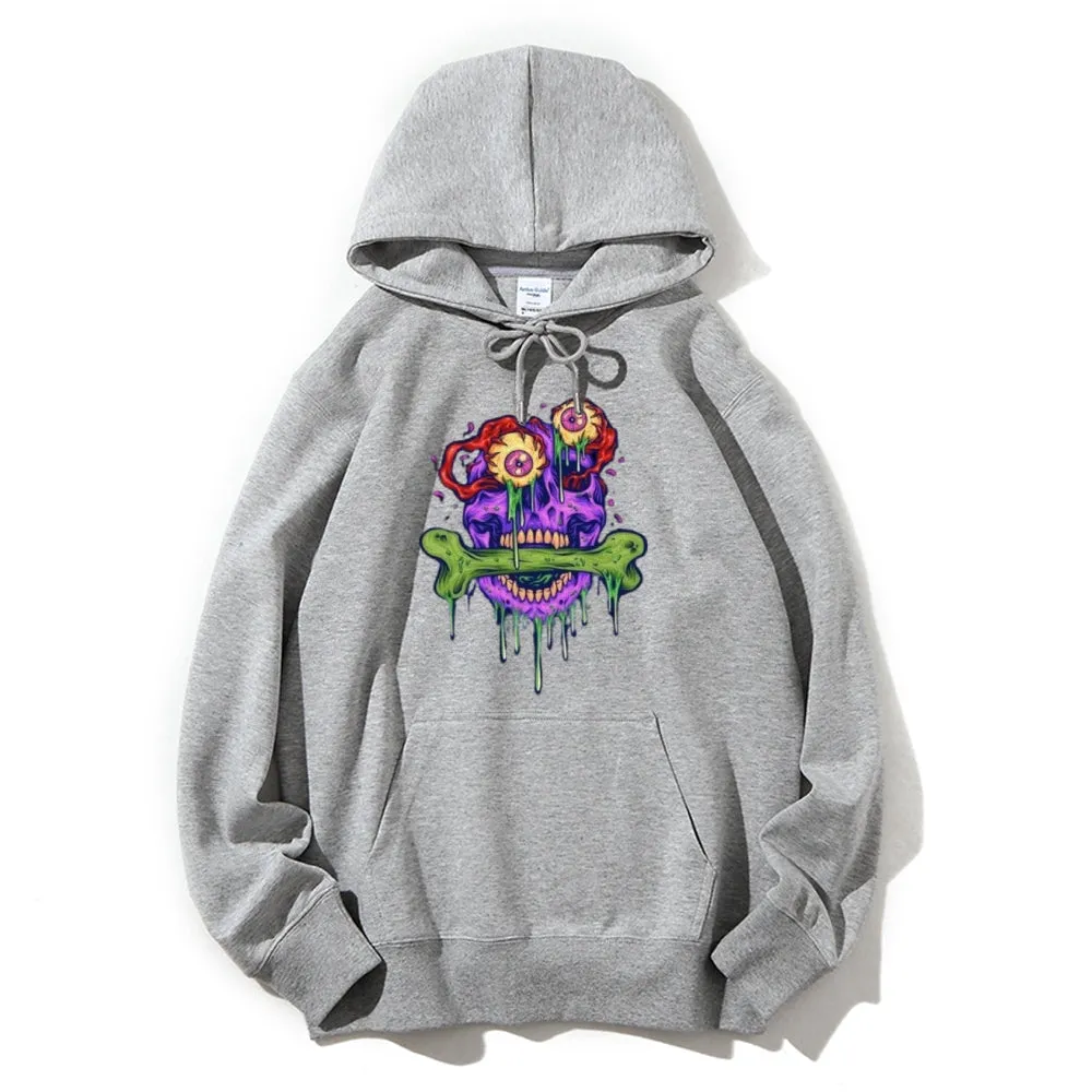 Mens Scary Eyeball Skull Graphic Hoodies