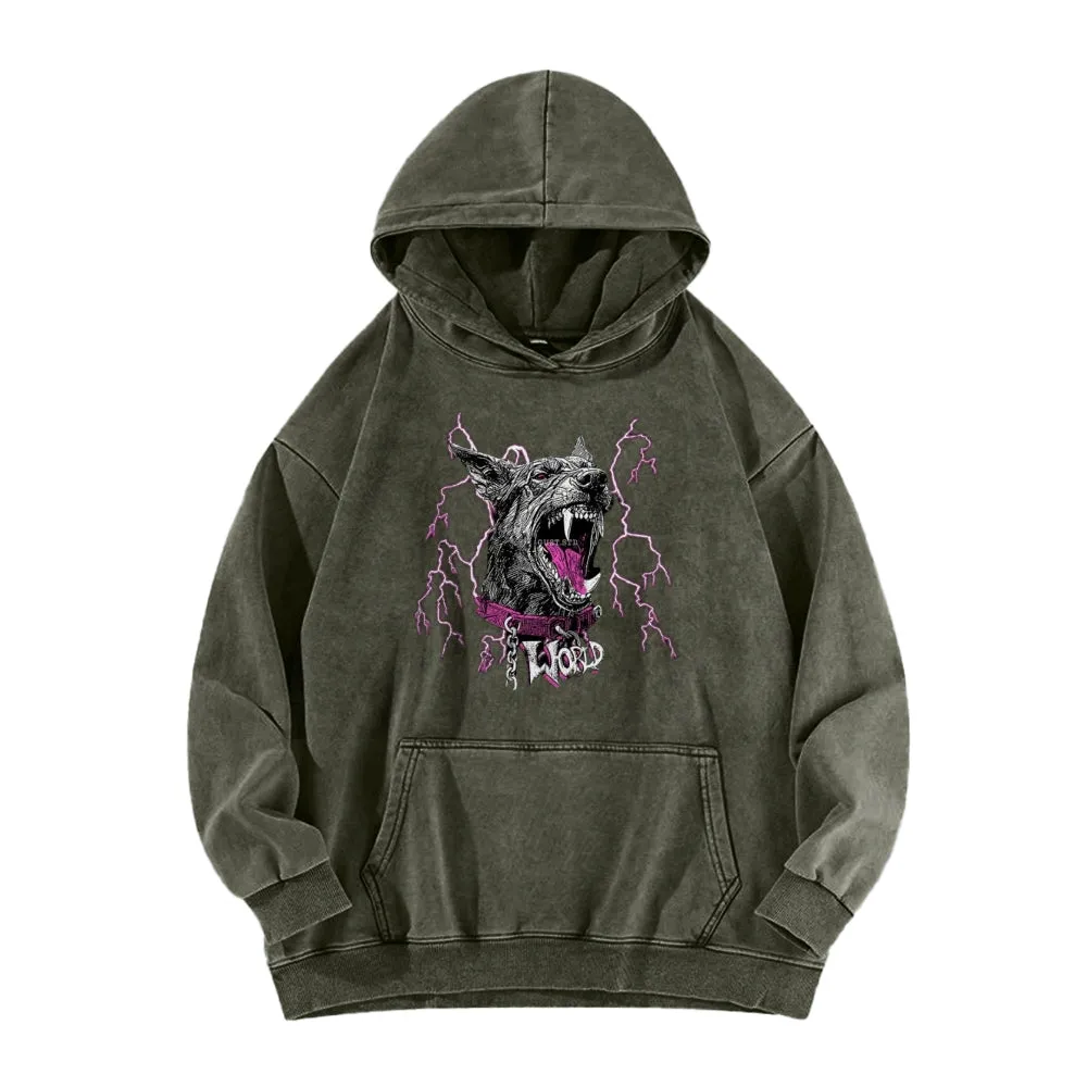 Mens Vintage Angry Wolf Graphic Hoodies