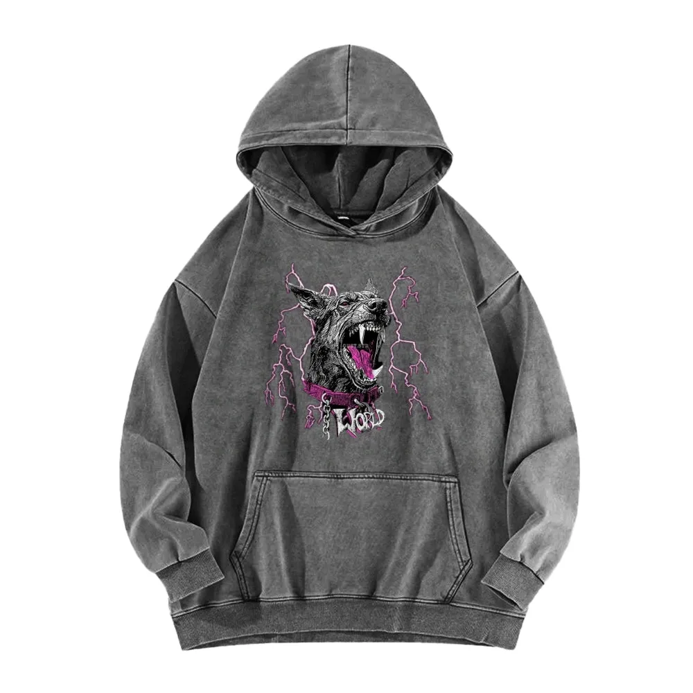 Mens Vintage Angry Wolf Graphic Hoodies