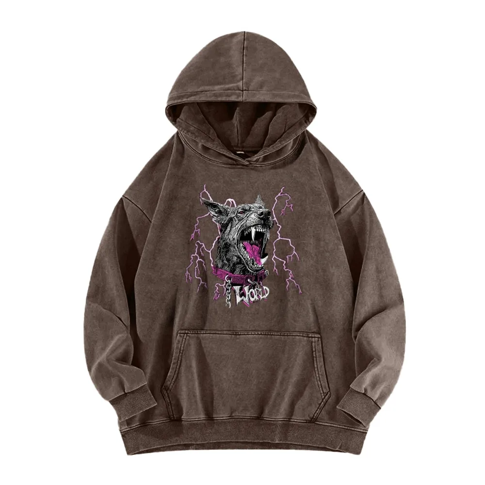 Mens Vintage Angry Wolf Graphic Hoodies