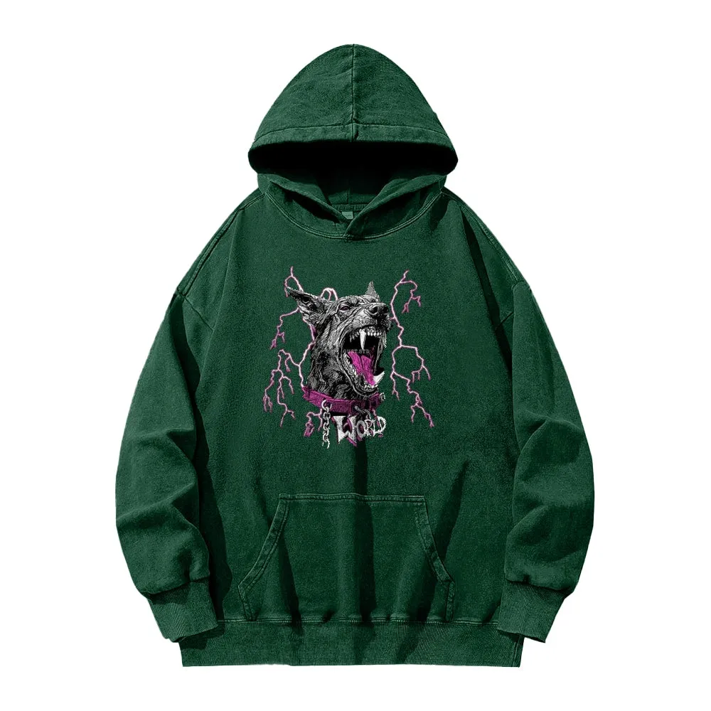 Mens Vintage Angry Wolf Graphic Hoodies