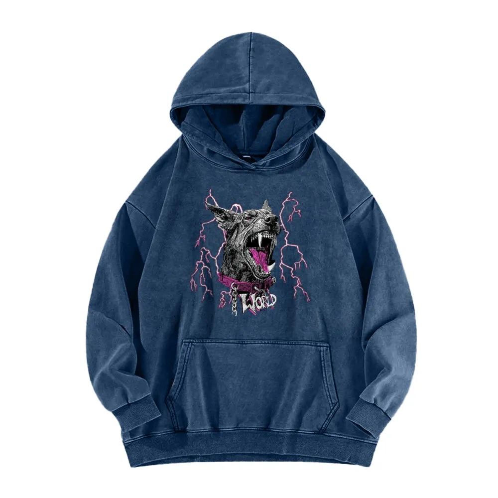 Mens Vintage Angry Wolf Graphic Hoodies