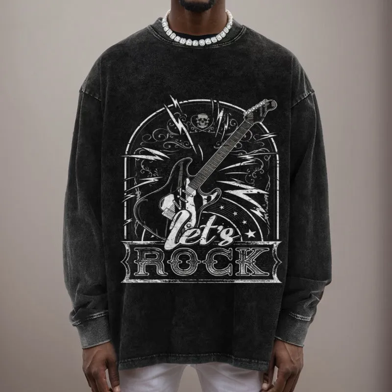 Mens Vintage Let's Rock Graphic Sweatshirt