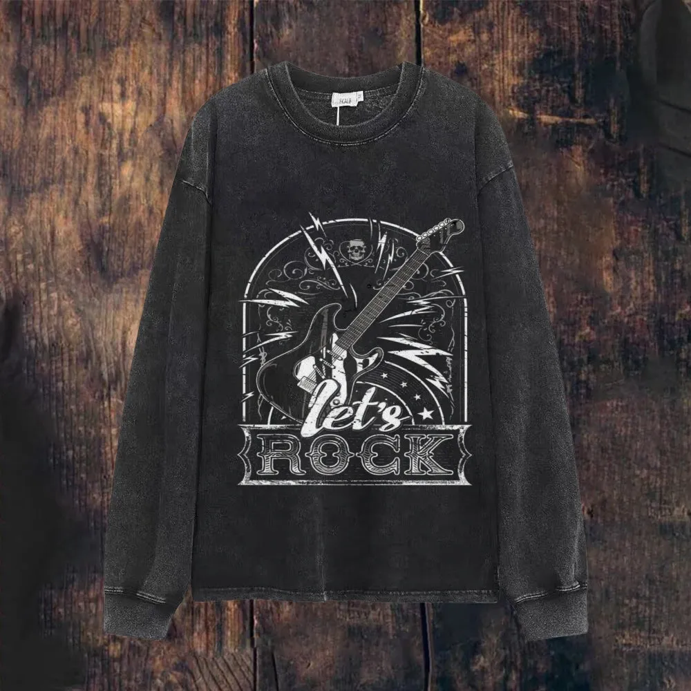 Mens Vintage Let's Rock Graphic Sweatshirt