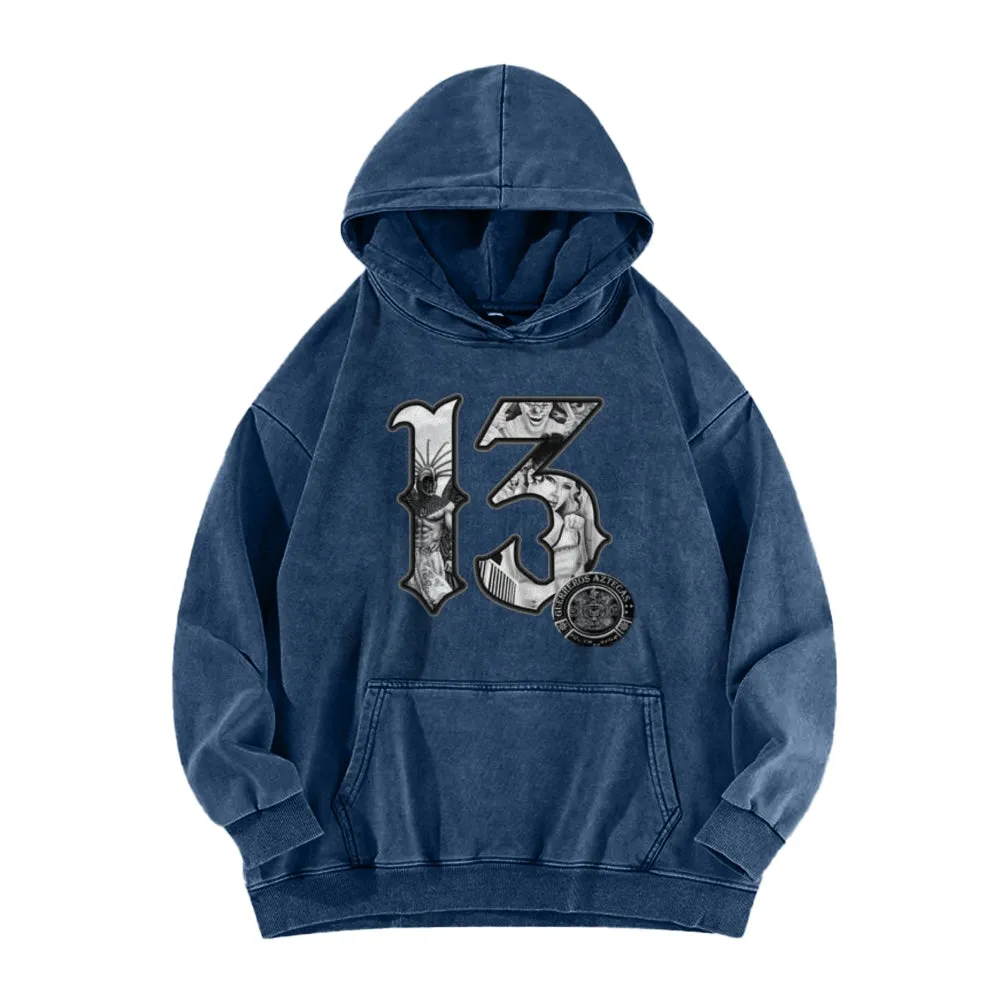 Mens Vintage Number 13 Print Hoodies