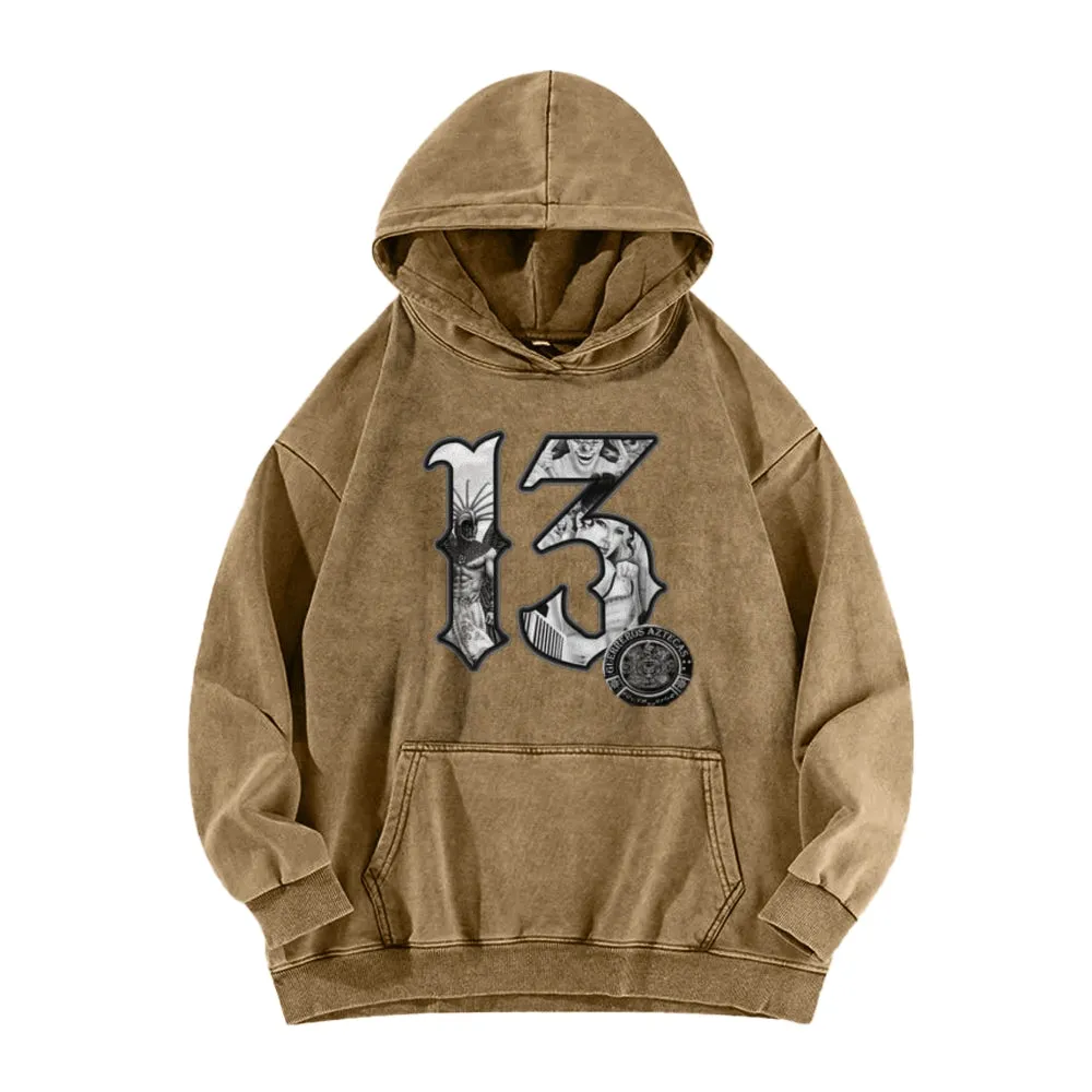 Mens Vintage Number 13 Print Hoodies