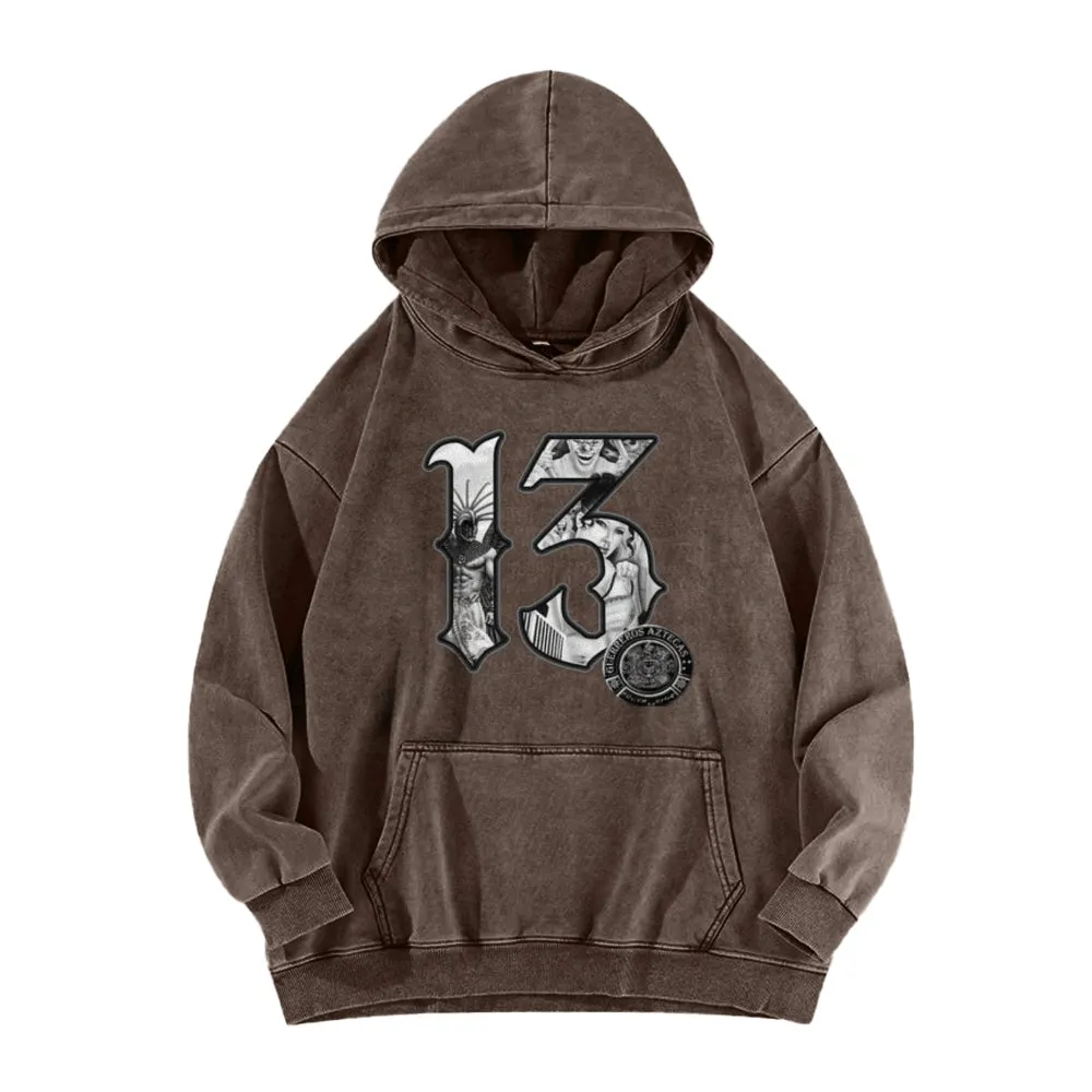 Mens Vintage Number 13 Print Hoodies