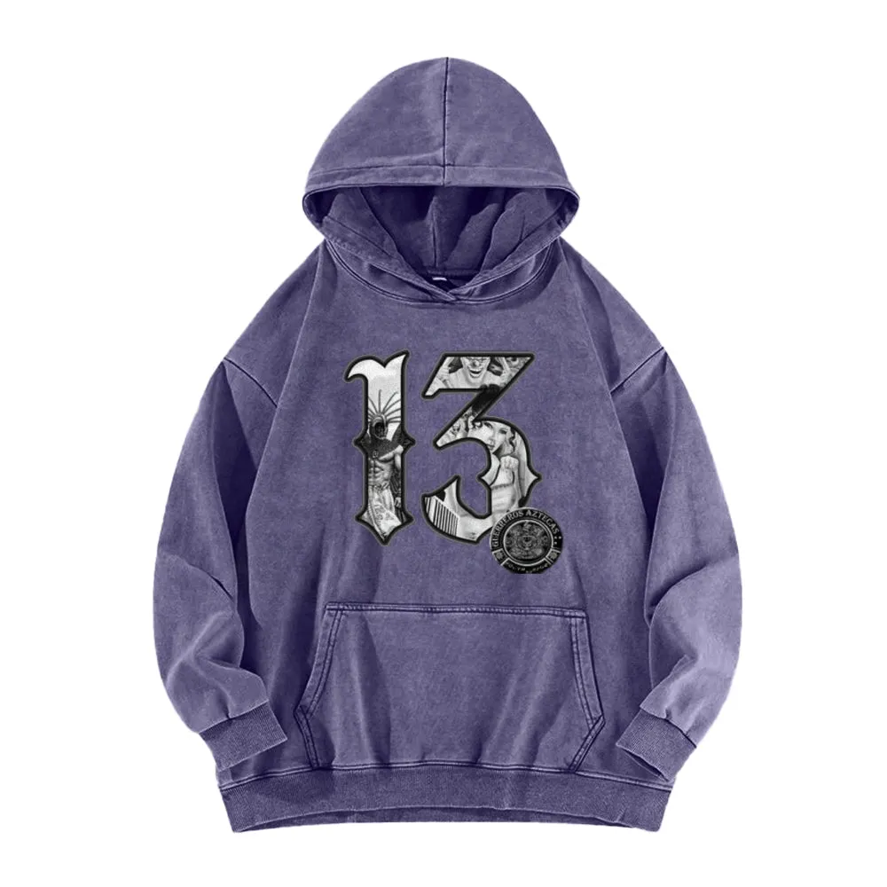 Mens Vintage Number 13 Print Hoodies