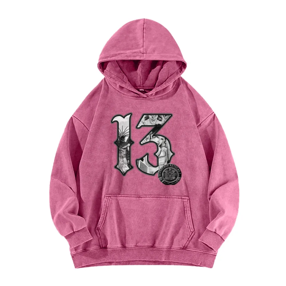 Mens Vintage Number 13 Print Hoodies