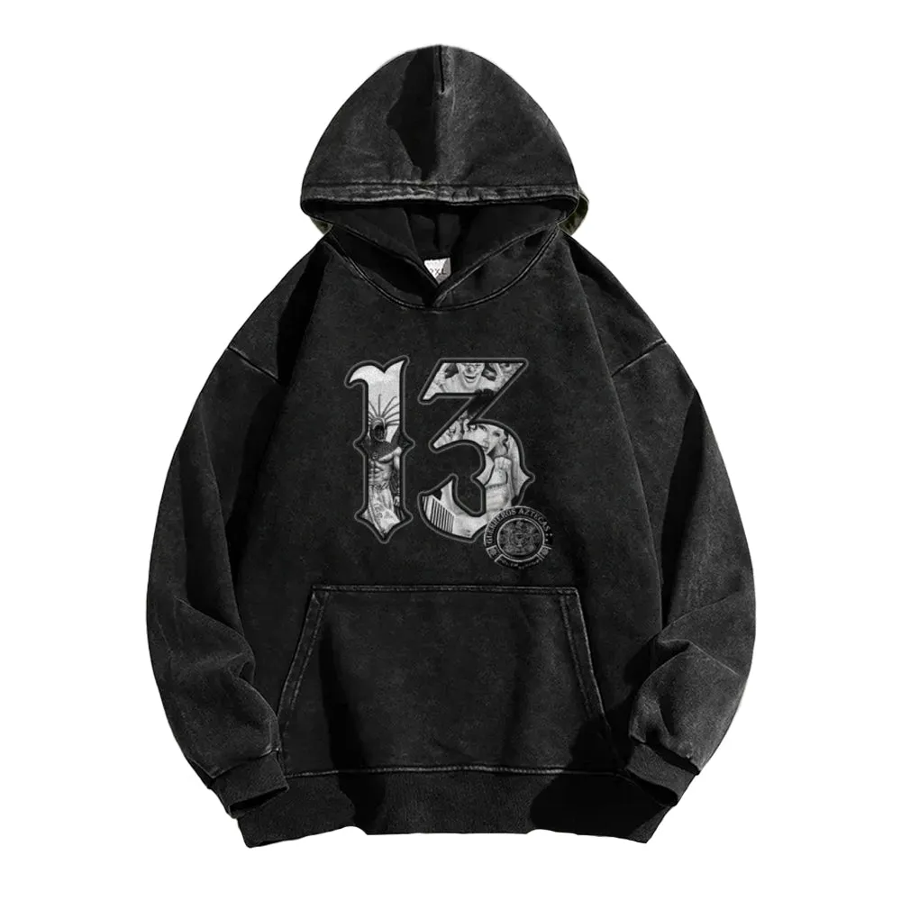 Mens Vintage Number 13 Print Hoodies