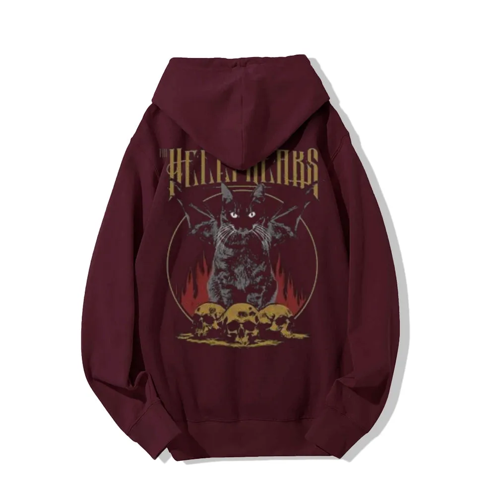 Mens Vintage The Hellfreaks Darkness Style Graphic Pullover With Kangaroo Pocket Hoodies