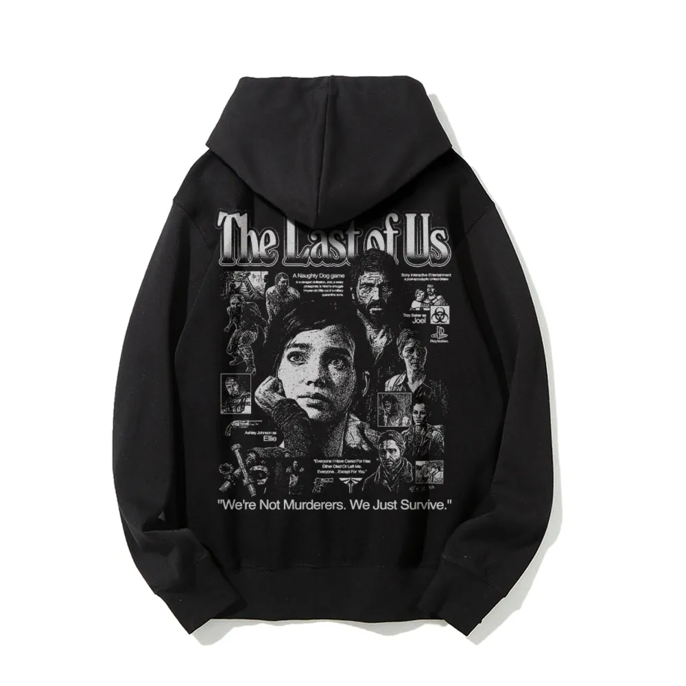 Mens Vintage The Last Of Us Darkness Style Print Graphic Pullover With Kangaroo Pocket Hoodies