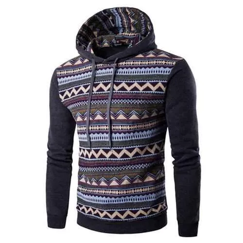 Mens Winter Fleece Casual Hoodies Spell Color Pullover Sweatshirts Hoodies