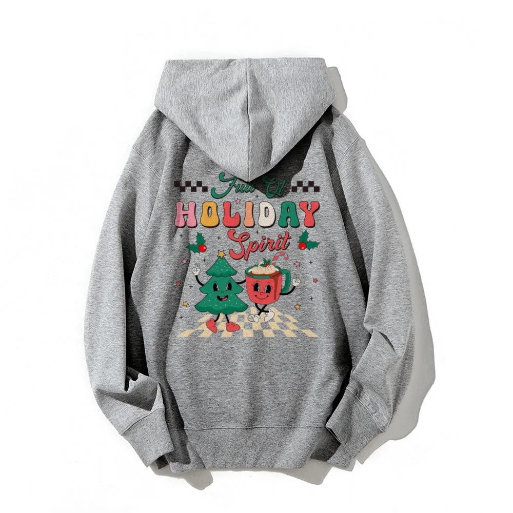 Merry Christmas Holiday Graphic Pullover With Kangaroo Pocket Hoodies