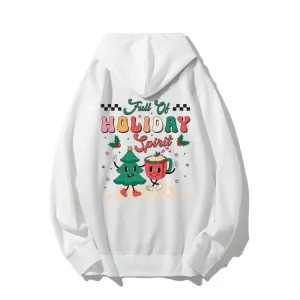 Merry Christmas Holiday Graphic Pullover With Kangaroo Pocket Hoodies