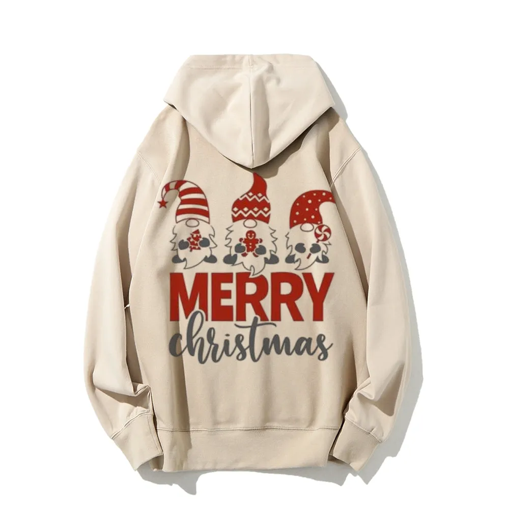 Merry Christmas Vibes Graphic Pullover With Kangaroo Pocket Hoodies