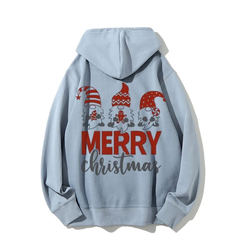 Merry Christmas Vibes Graphic Pullover With Kangaroo Pocket Hoodies