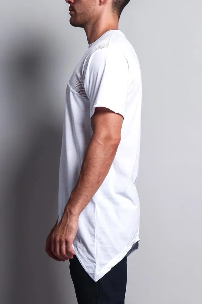 Mesh Block Extended Length T-Shirt