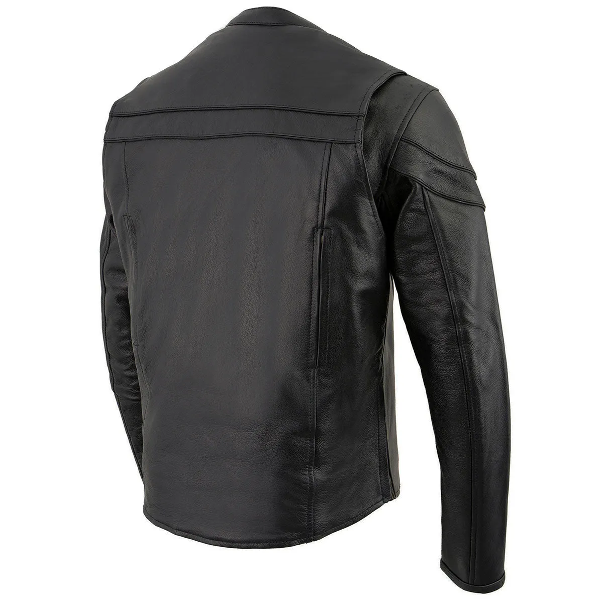 Milwaukee Leather LKM1725 Men's Black Sporty Crossover Scooter Style Leather Motorcycle Jacket w/ Reflective Piping