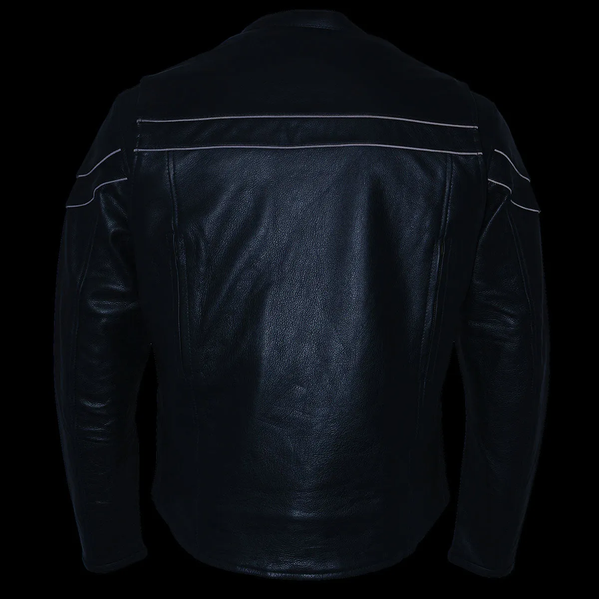 Milwaukee Leather LKM1725 Men's Black Sporty Crossover Scooter Style Leather Motorcycle Jacket w/ Reflective Piping